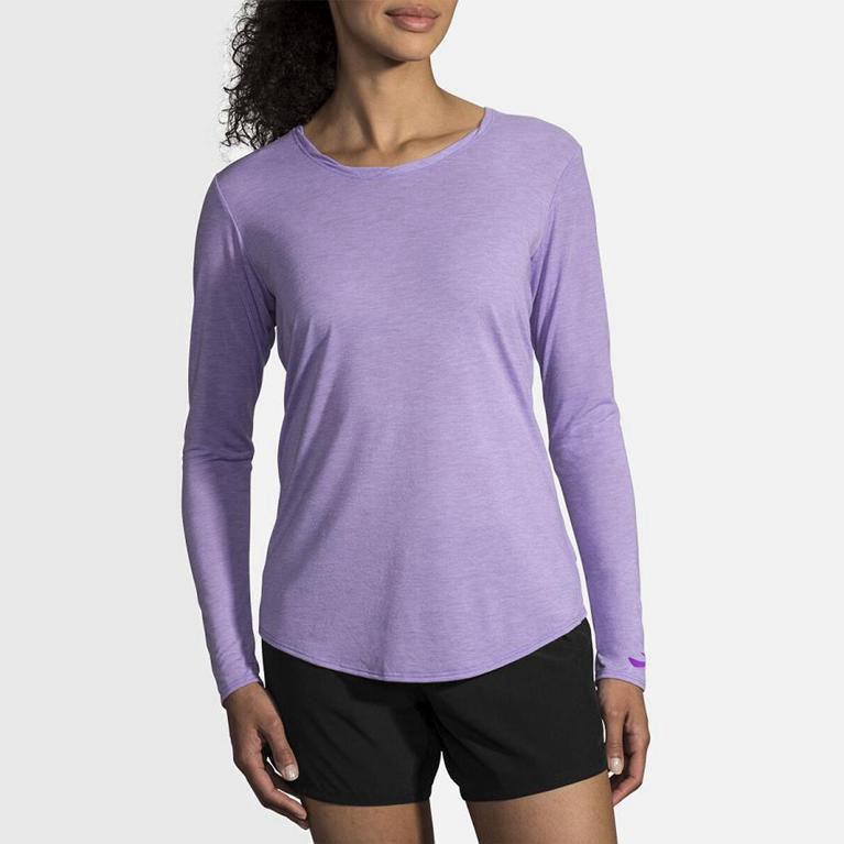 Brooks Distance NZ - Women's Long Sleeve Running Shirt - Purple (72164-WPJO)